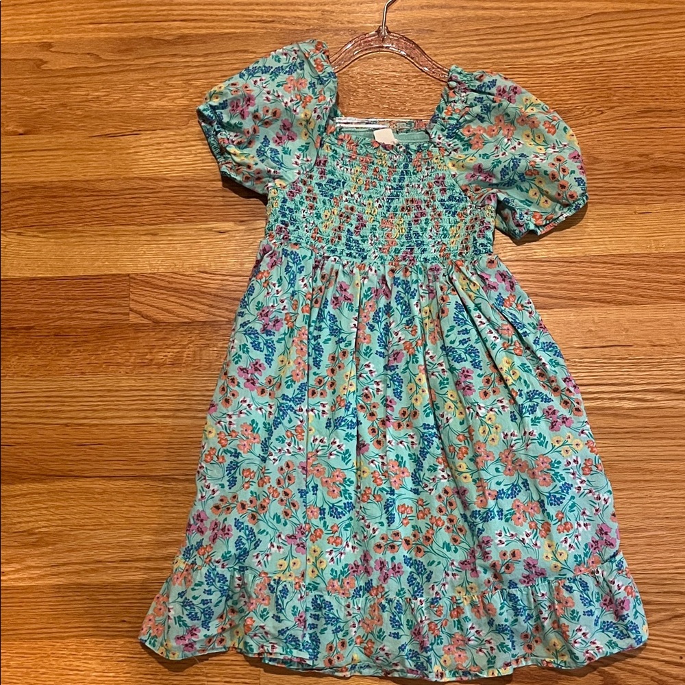Crewcuts Floral Kids Dress - Blue and Green